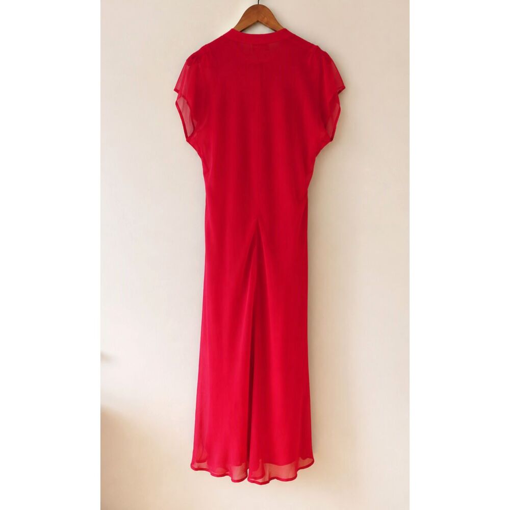 Vintage Bloomingdale Womens Silk Red Drape Short Sleeves Dress Size 12 - Picture 3 of 8